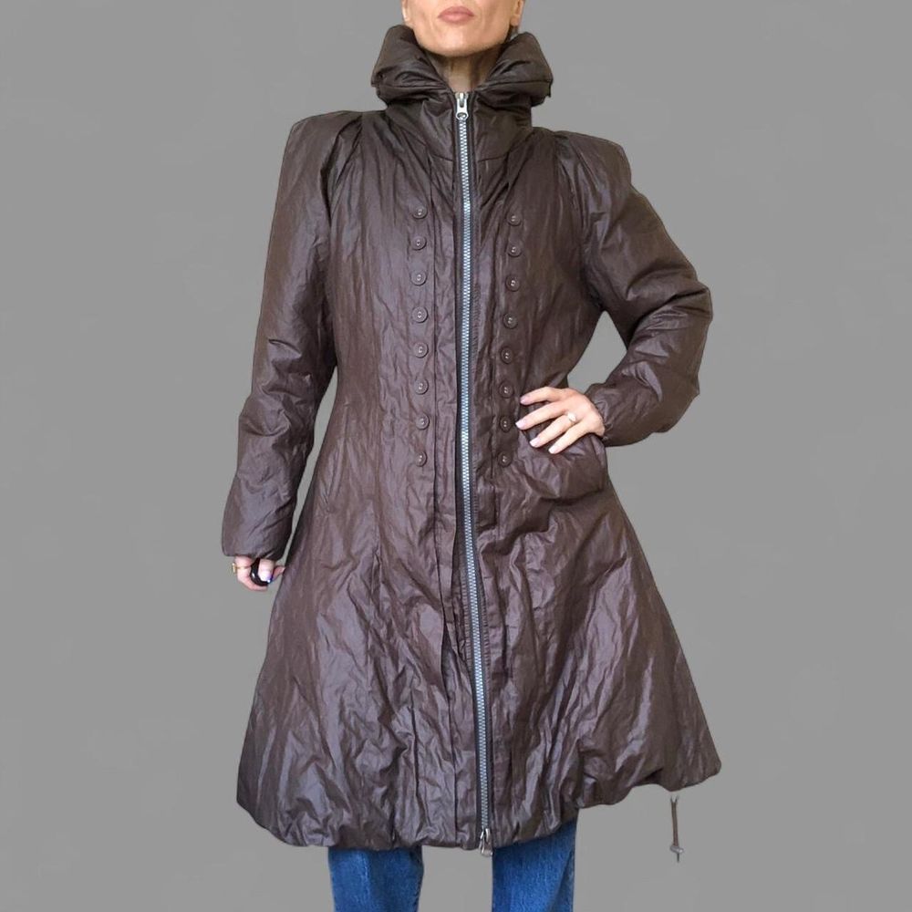 Tish Banana Blue Brown Padded Cocoon Coat Size M