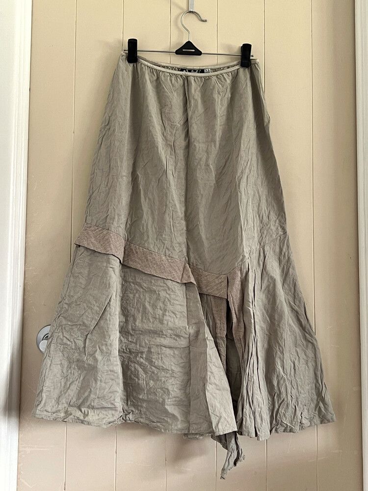 Sage green crinkle midi skirt