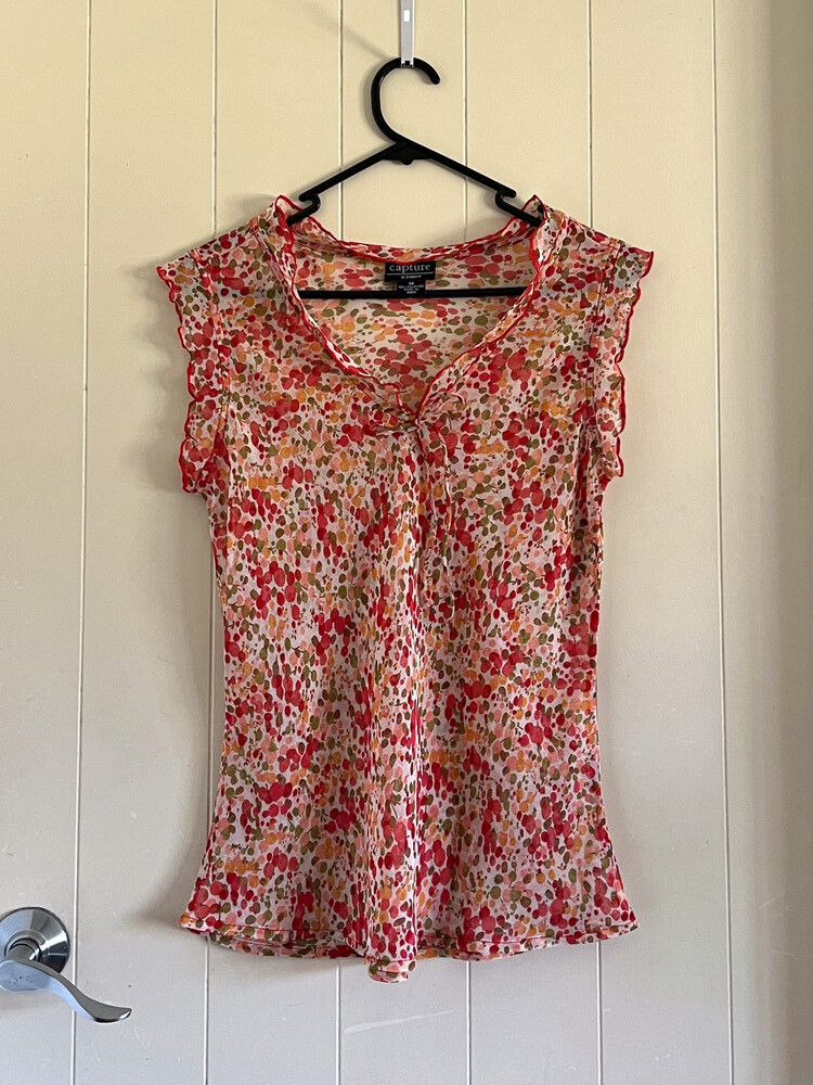 Floral see-through ruffle top