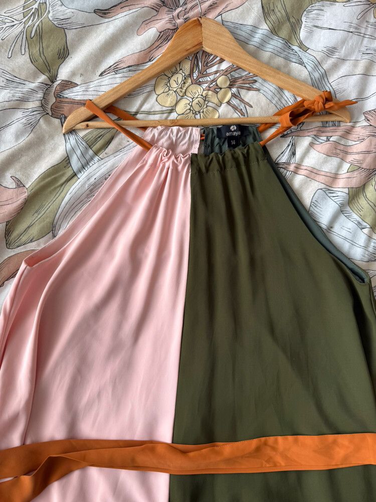 Amaya Pink Green Maxi Dress