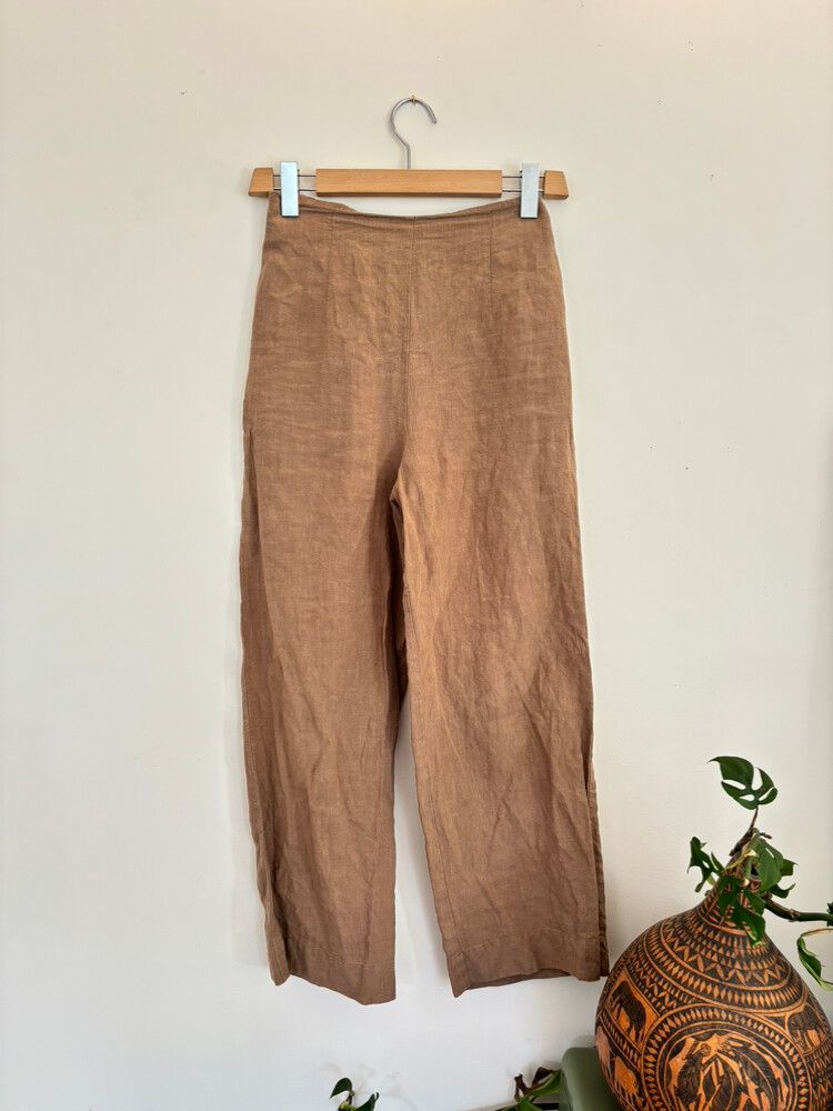 Penny Sage Brown Linen Pants