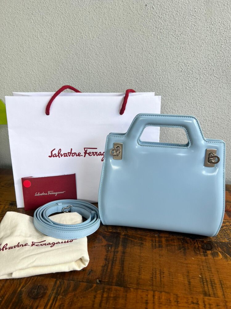 Salvatore Ferragamo Wanda Mini Handbag - Light blue