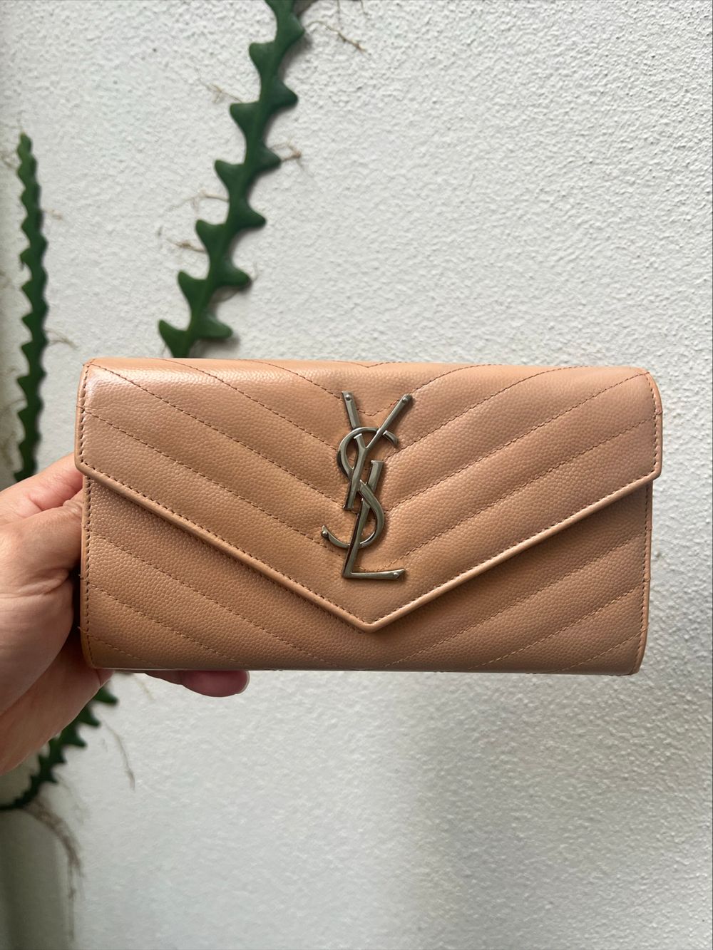 Saint Laurent Beige Quilted Wallet