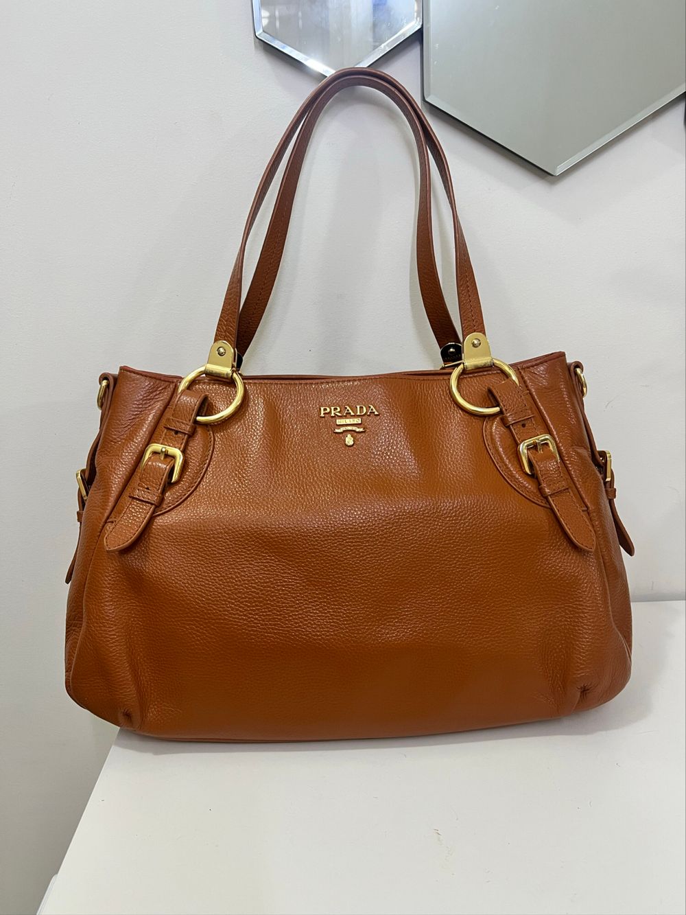 Prada Brown Leather Tote Bag