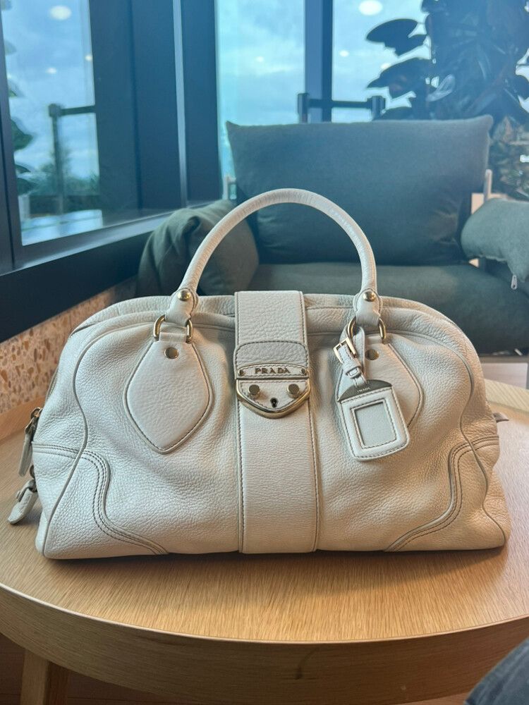 Prada White Leather Satchel