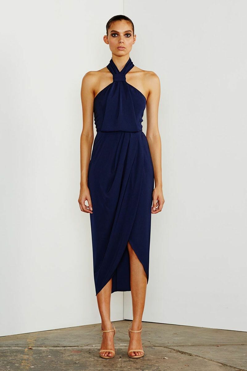 slim fit dress slacks Shona Joy Gigi Ivory Halter Draped Mini Dress main image 1