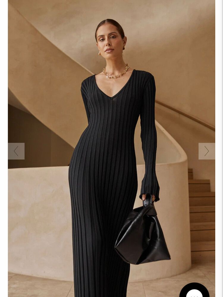 DISSH - Reign Black Sleeved Knit Midi Dress on Designer Wardrobe DISSH - Reign Black Sleeved Knit Midi Dress on Designer Wardrobe