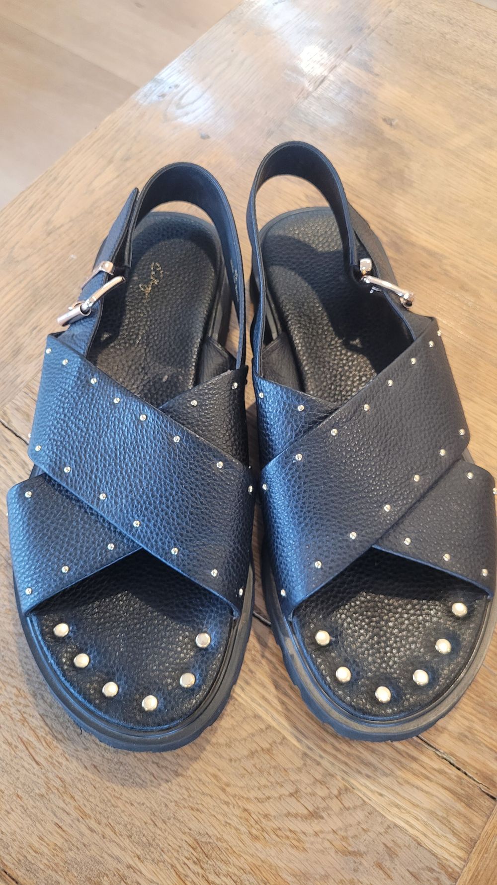 Kathryn Wilson Black Studded Sandals