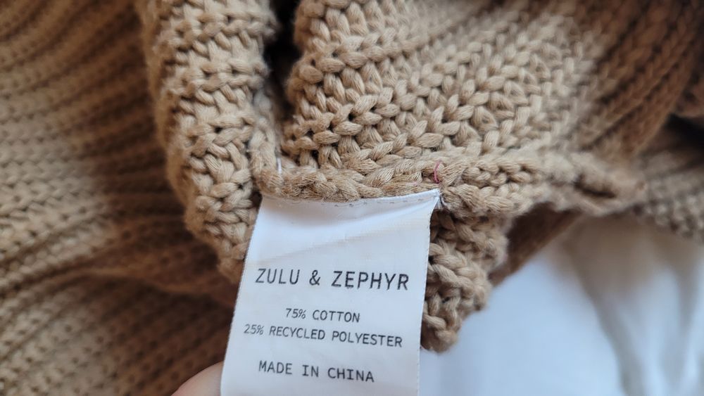 Zulu & Zephyr Camel Ribbed Knit Wrap Jumper