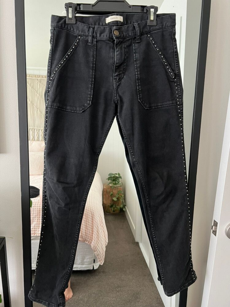 Black Stud Jeans Low Waist