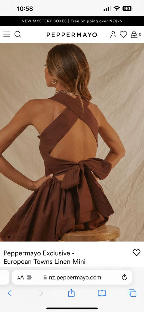 PepperMayo - European Towns Linen Mini Dress - Choc Brown on Designer  Wardrobe