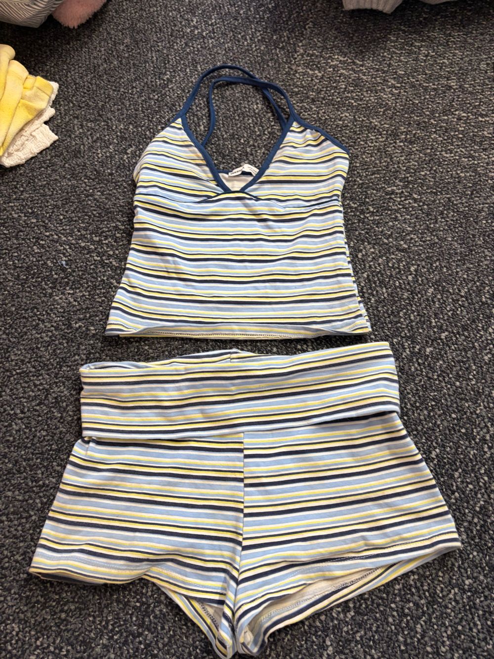 Bershka Blue Striped Matching Set