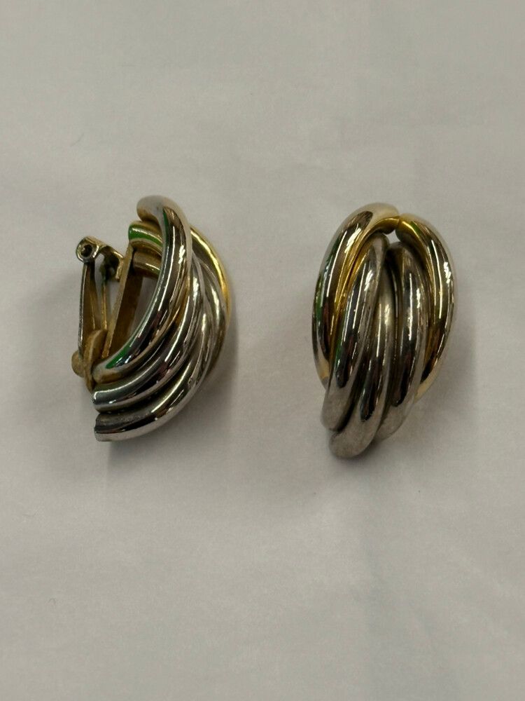 Gold and Silver Clip On Earrings
