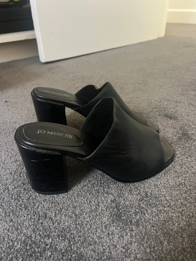 Jo Mercer Black Leather Mules - Size 7