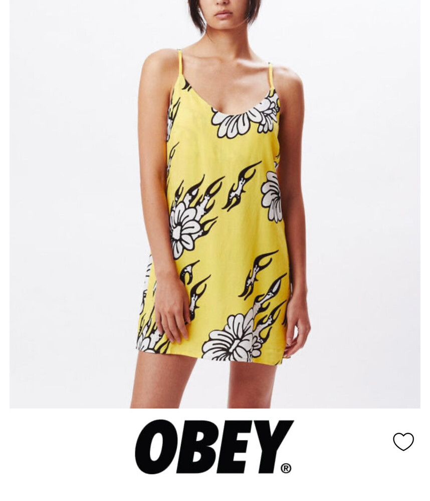 OBEY Flamin Flowers Yellow Mini Dress