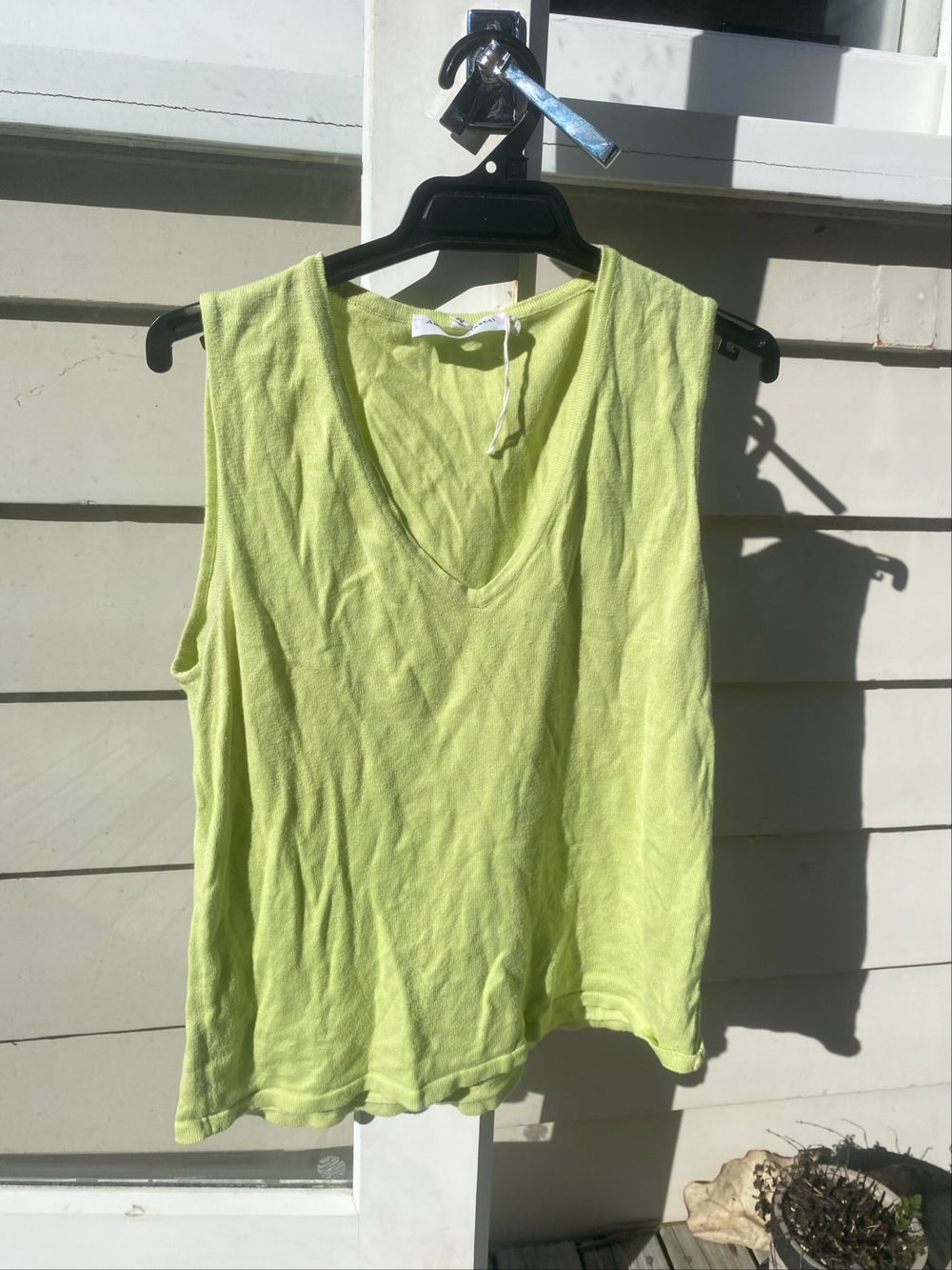 Lime Green Sleeveless V-Neck Top