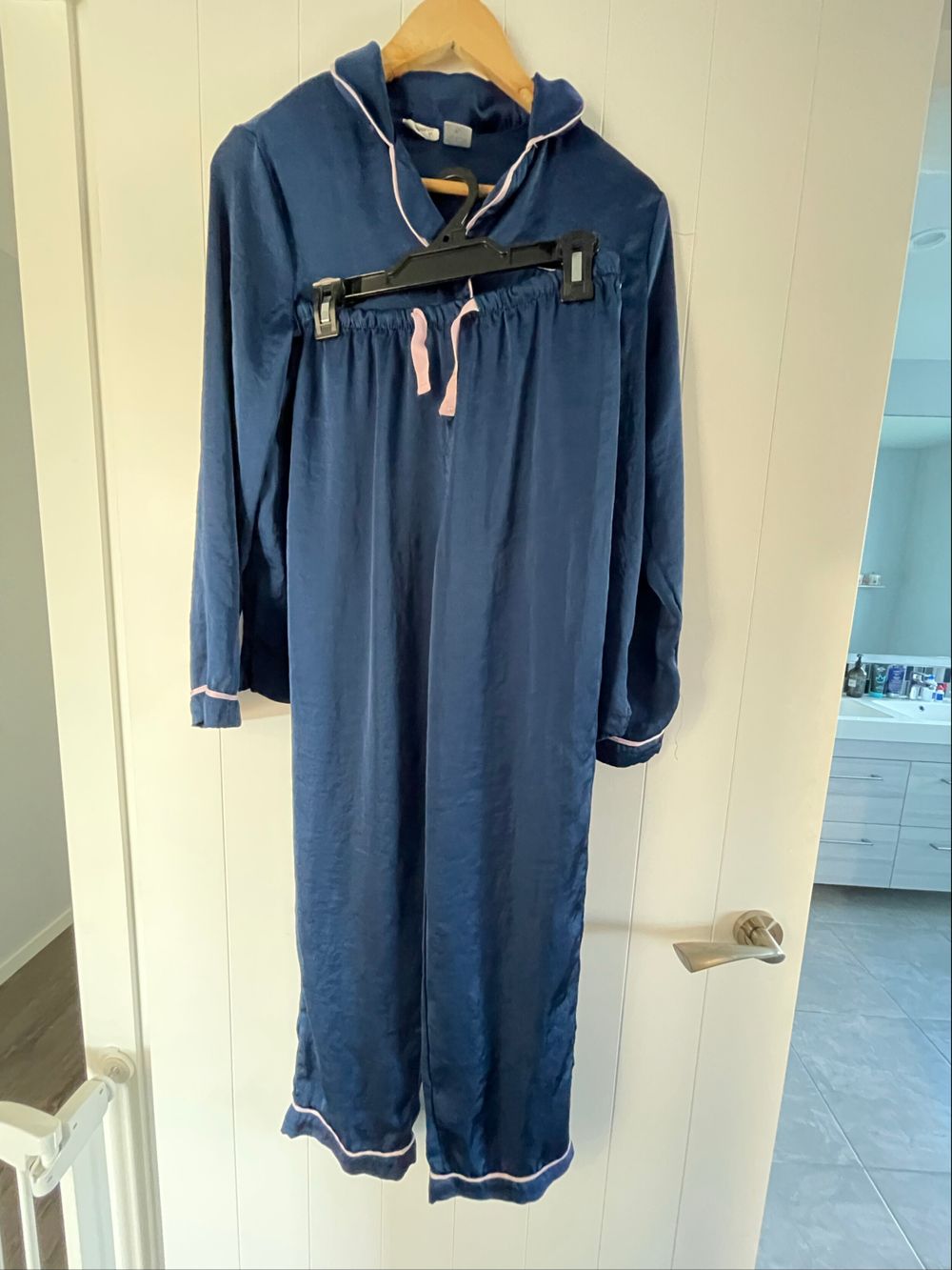 Peter alexander navy satin pyjama set