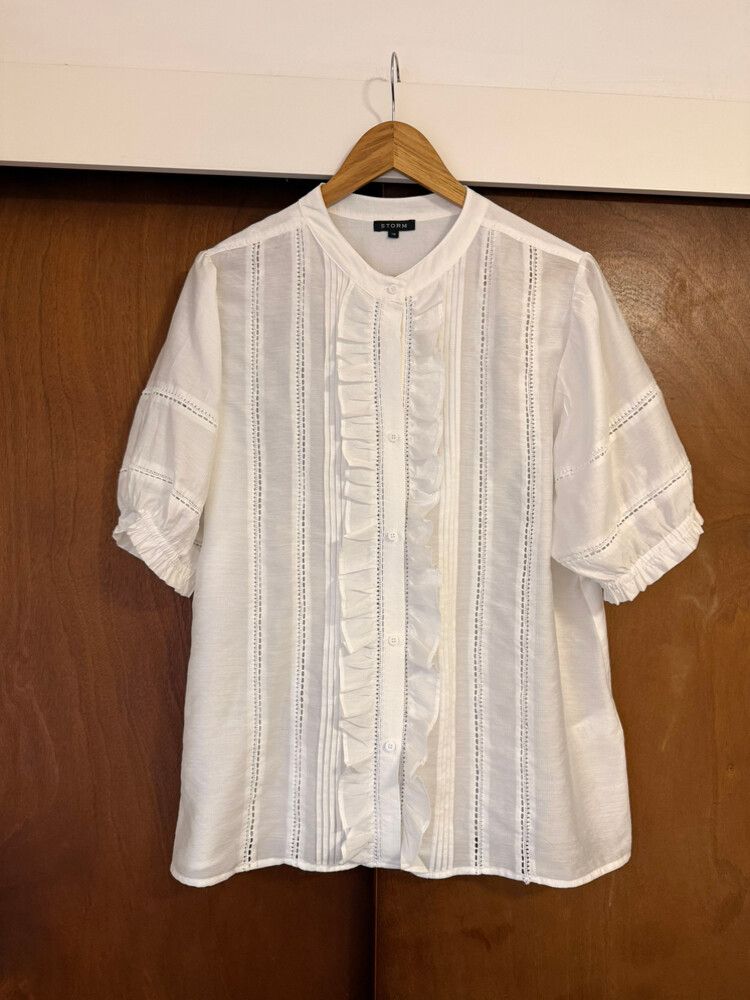 Storm White Ruffled Blouse