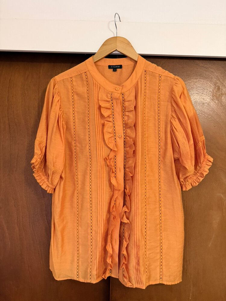 Storm Orange Ruffled Blouse