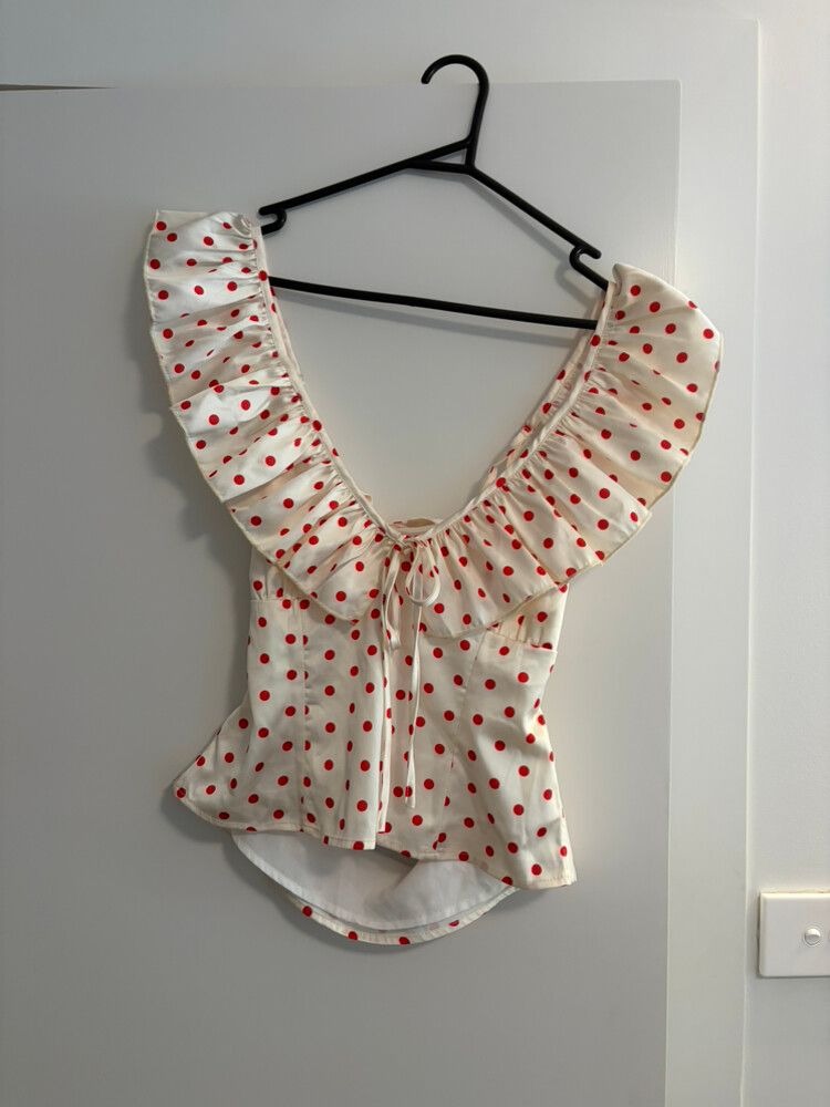 Peppermayo White Red Polka Dot Top