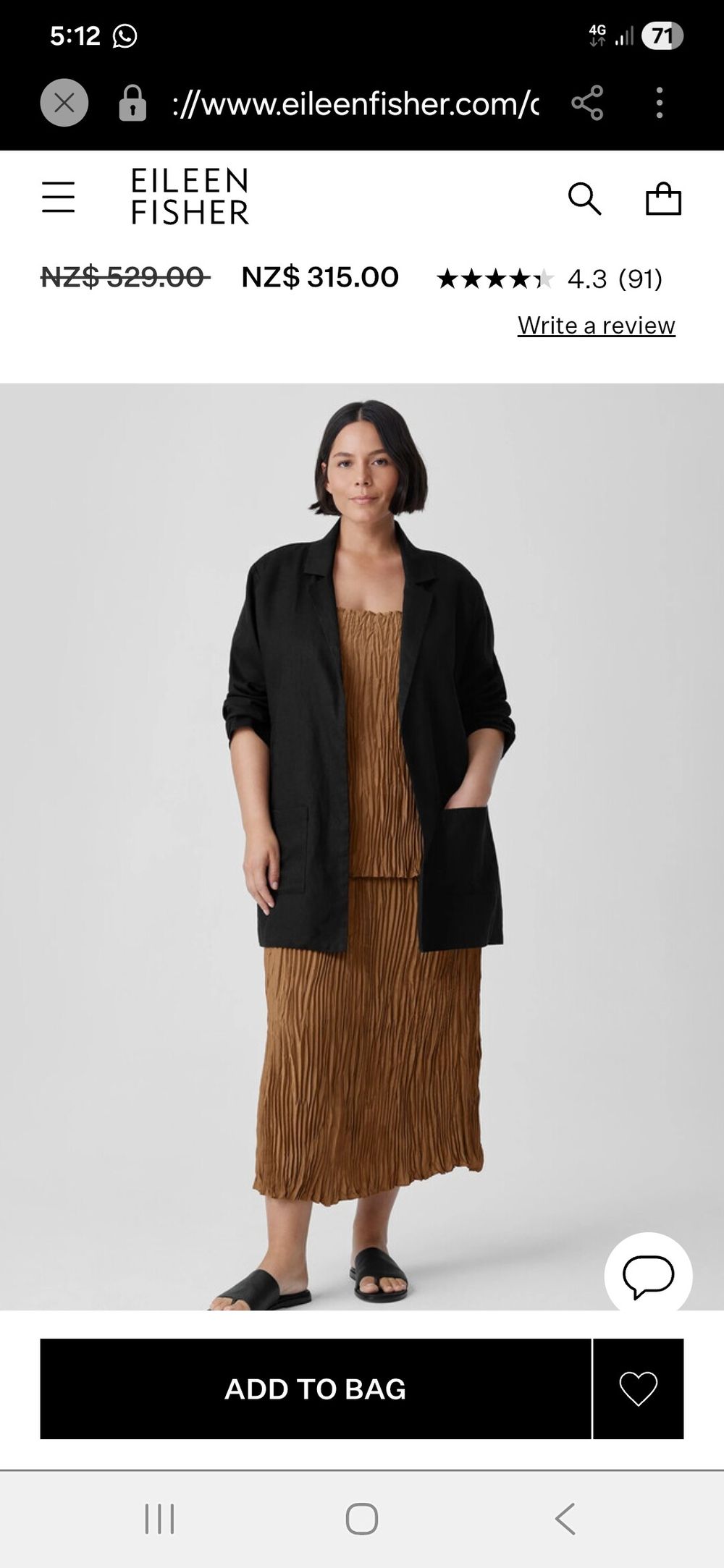 Eileen Fisher Black Linen Jacket