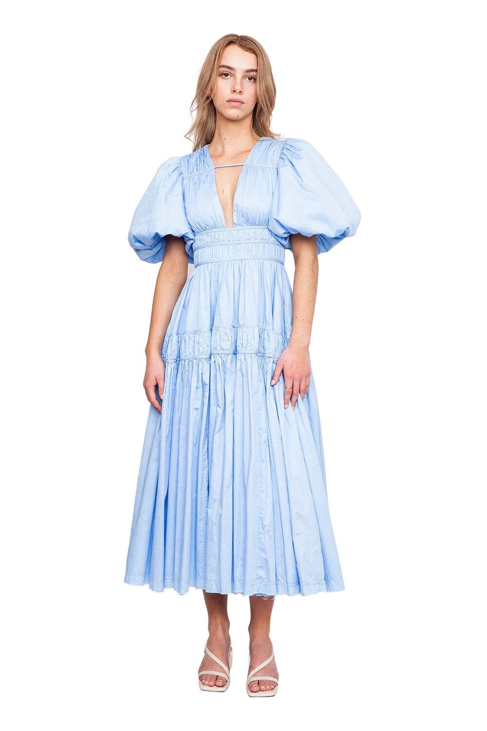 Aje - Falling Water Ruched Midi Dress on Designer Wardrobe