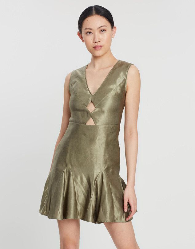 BNWT Sass & Bide Khaki Keep Talking Mini Dress Size 10