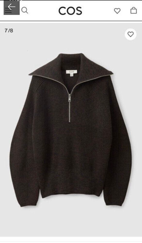COS Half-Zip Brown Knit Jumper