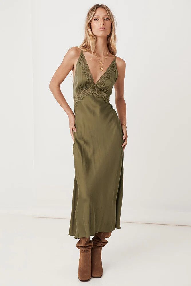 green emerald velvet dress Sundown" Boho Dress