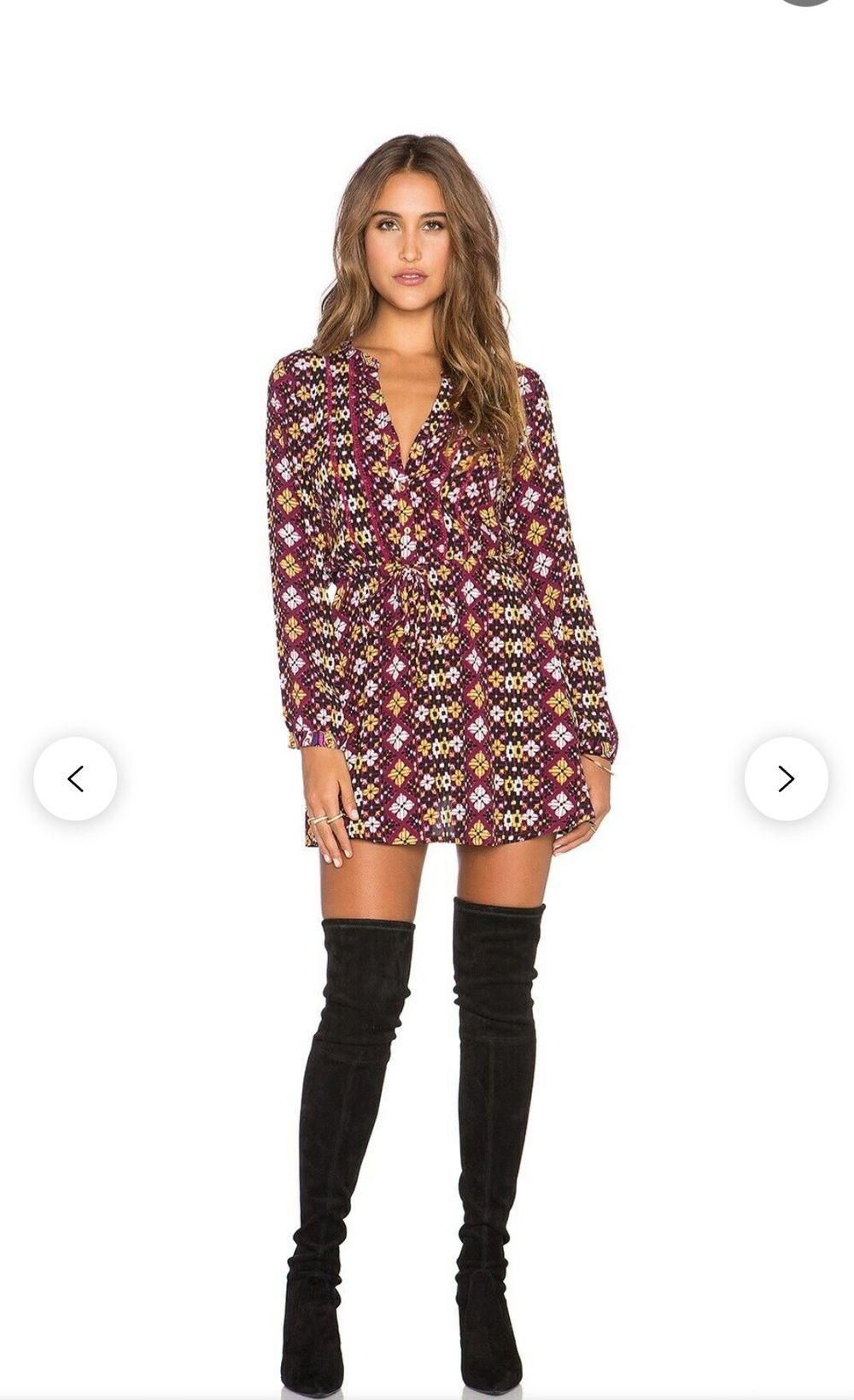 Tigerlily Illarian Maroon Print Long Sleeve Mini Dress size 8