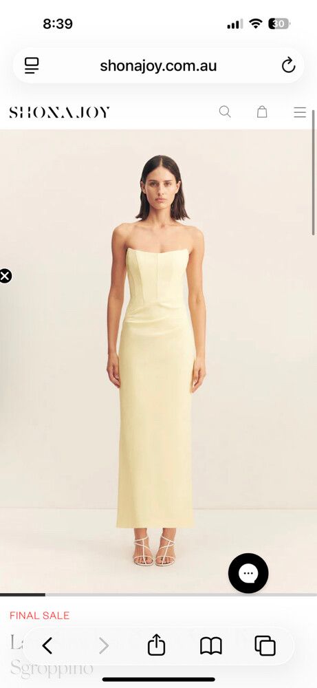 Shona Joy Lani Yellow corset Strapless Midi Dress