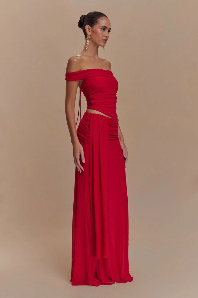 red mini tube dress Lovers Game Strapless Scarf Mini Dress Red main image 1