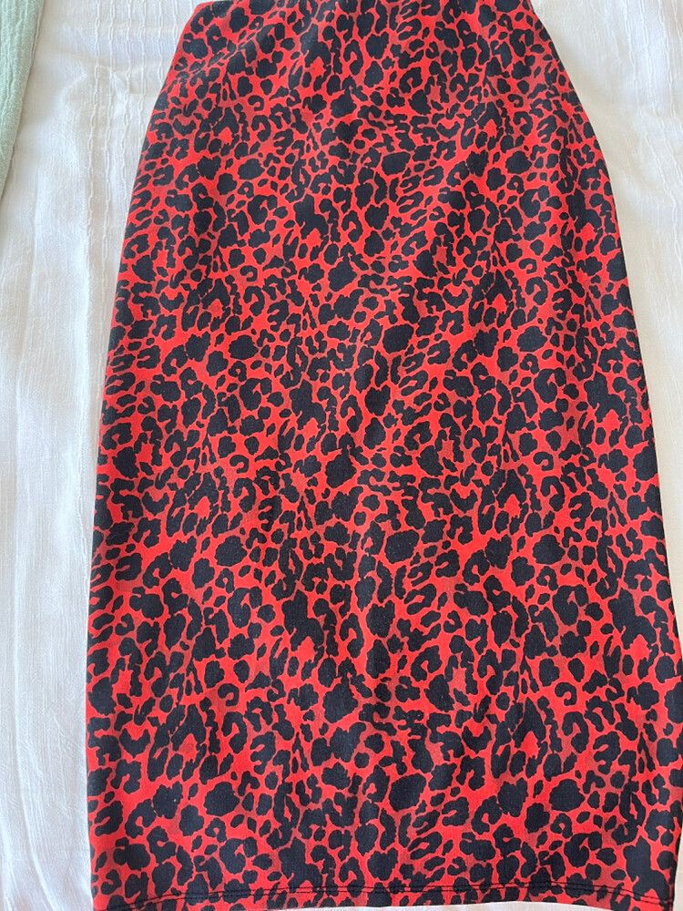 Zara Red Leopard Print Skirt
