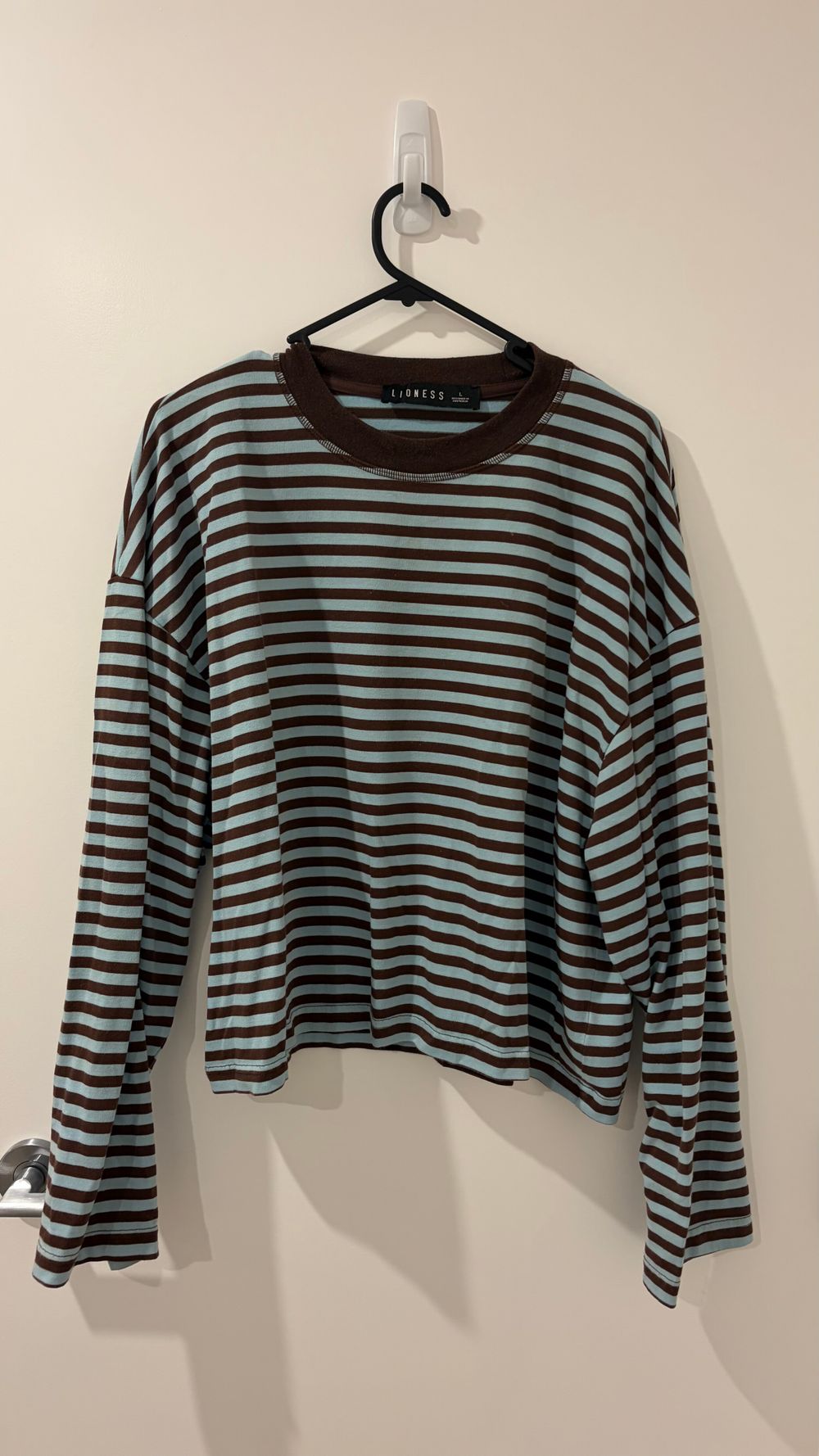 LIONESS Blue And Brown Striped Long Sleeve Top