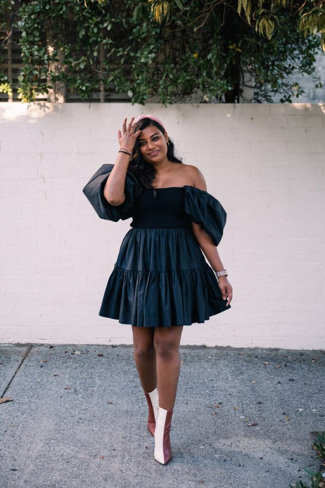 Aje Casa Puff Sleeve Black Mini Dress