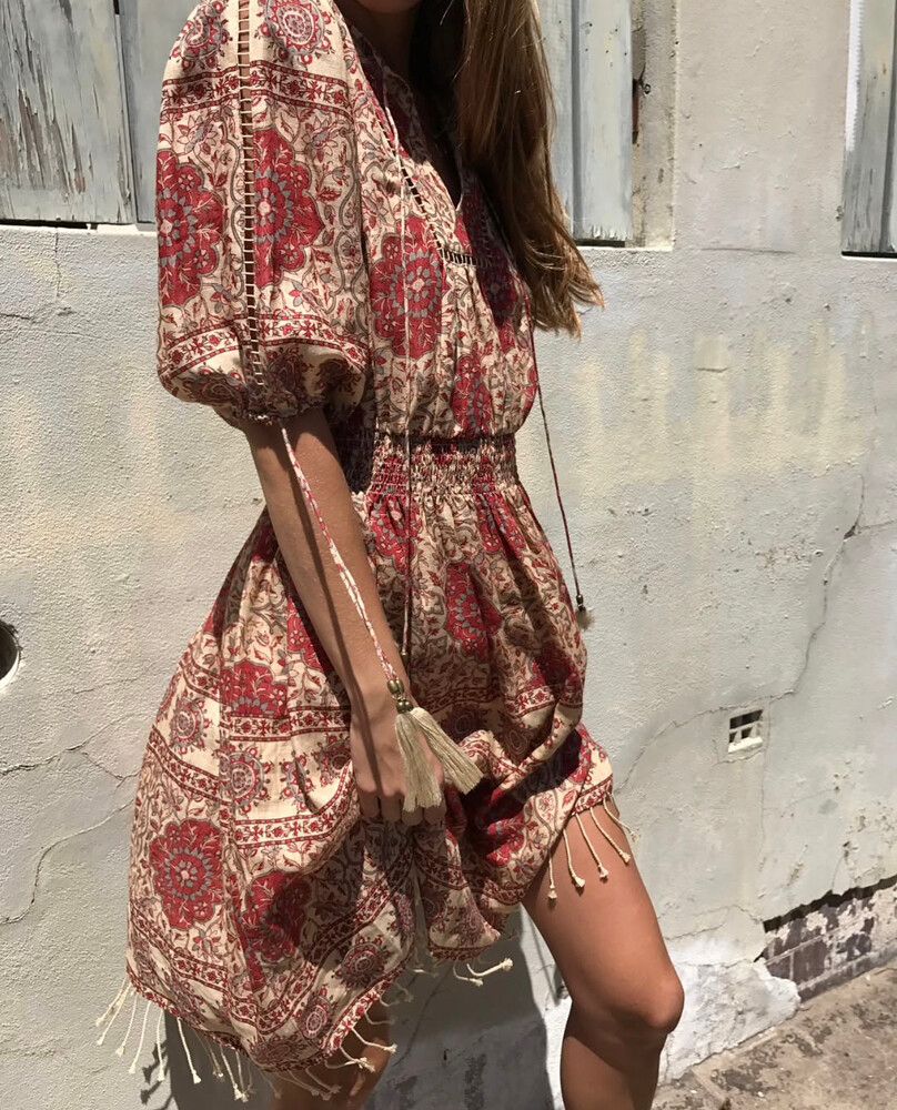 Zimmermann Tulsi Border Linen Midi Dress