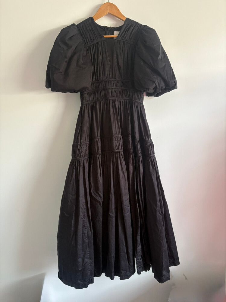 green emerald velvet dress Aje Fallingwater Ruched Midi Dress in Chalk Pink