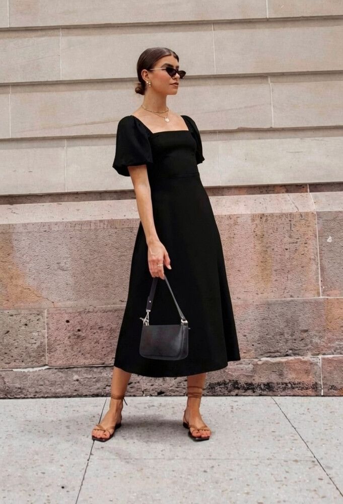 DISSH - DISSH Week Days Black Midi Dress A Line on Designer Wardrobe DISSH - DISSH Week Days Black Midi Dress A Line on Designer Wardrobe