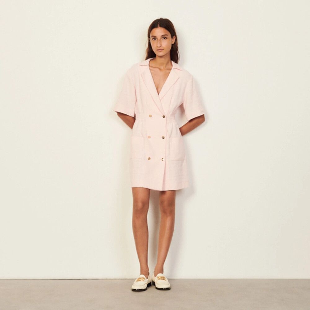 Sandro Paris Alize Tweed Rose Pink Dress
