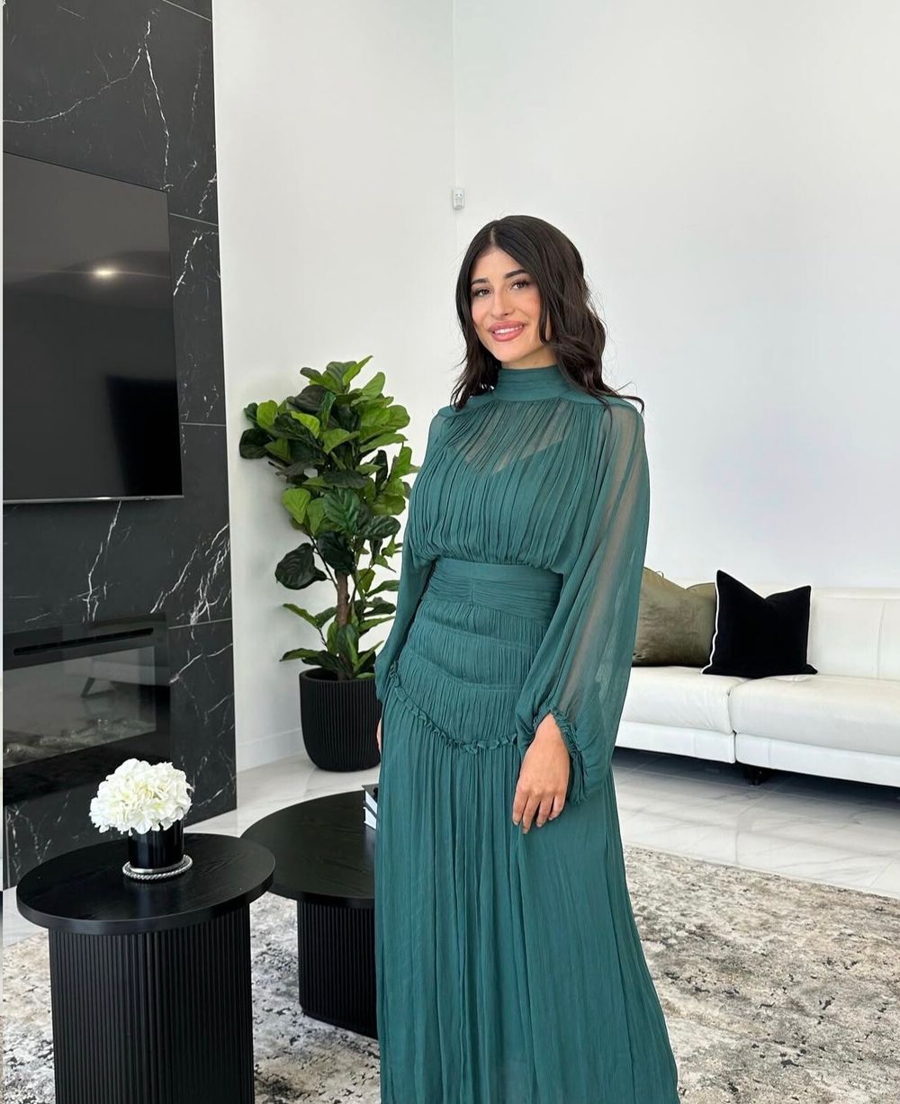 Shona Joy Leonie Rosemary Green Ruched Maxi Dress