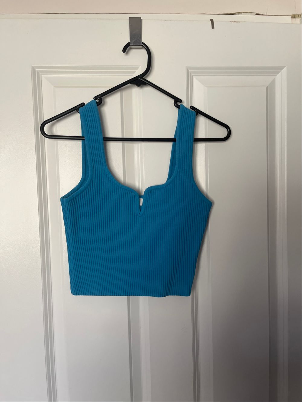 Blue Ribbed Tank Top