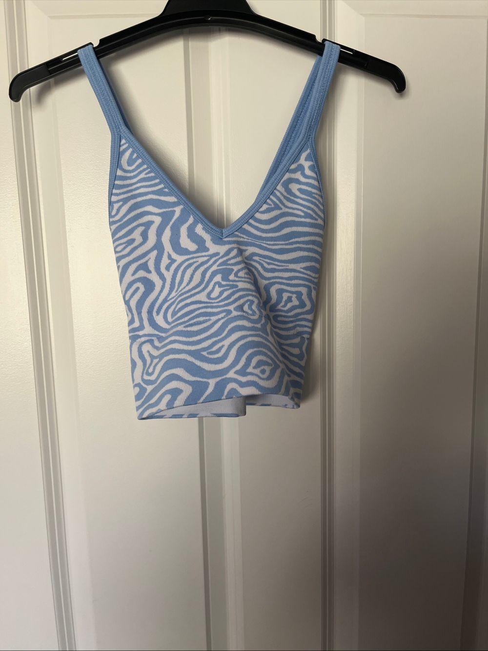 Blue and White Tank Top Crossover Back