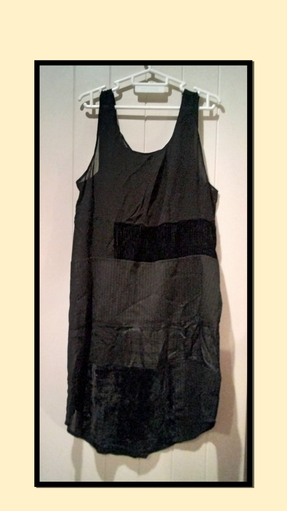 Black tunic dress, patchwork panel detailing