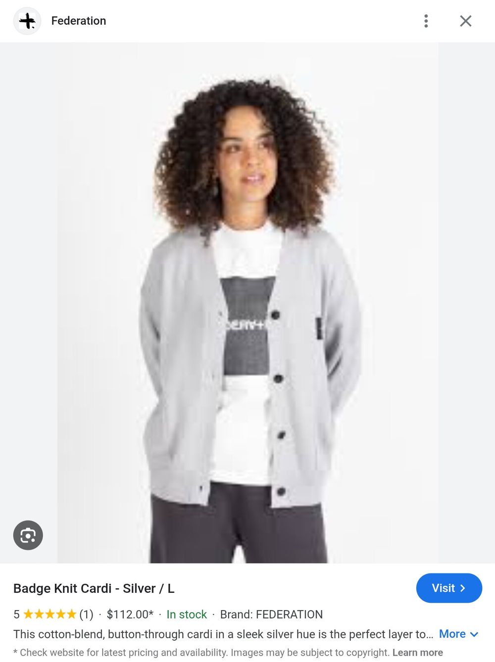 Federation  Grey Cardigan