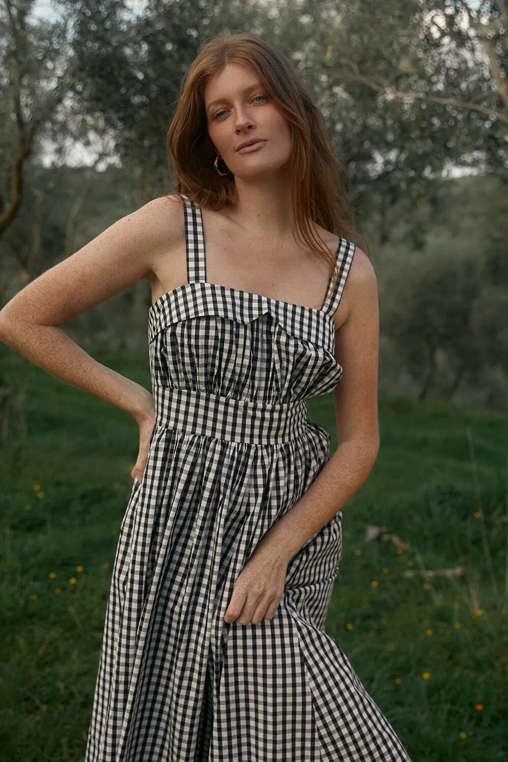 white christmas dresses Angela Red Gingham Maxi Dress main image 1