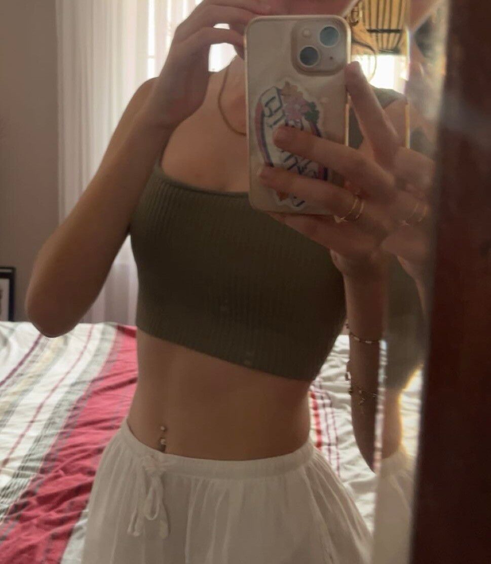 Ghanda Olive Green Ribbed Tank Top