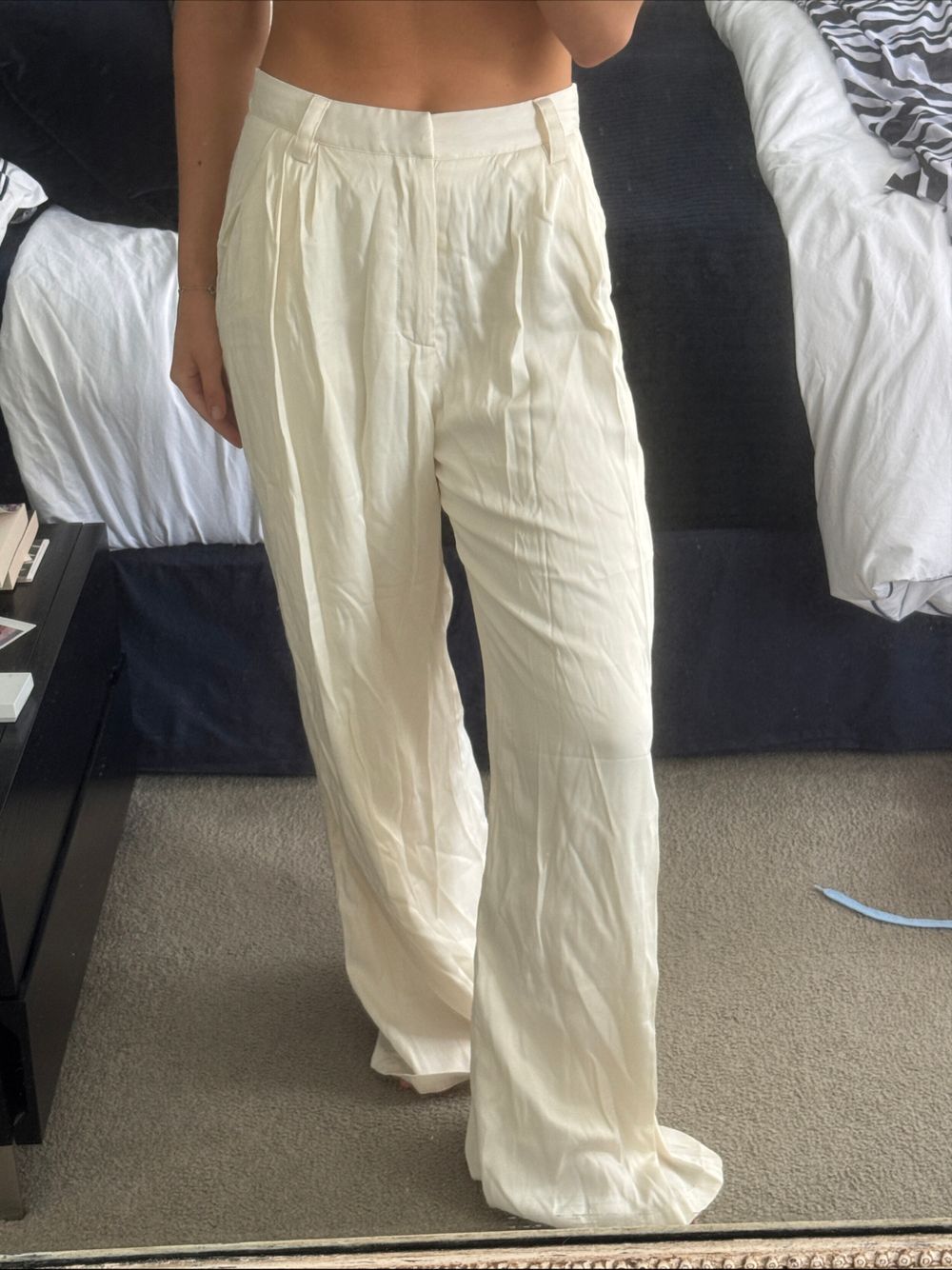 White Wide Leg Pleated Pants