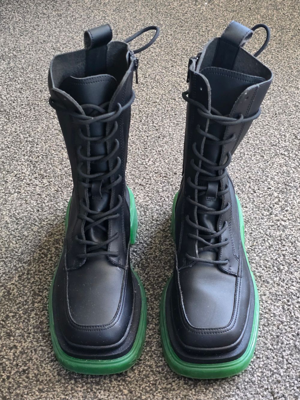 Charles & Keith Black Boots with Green Gum Soles Size 37