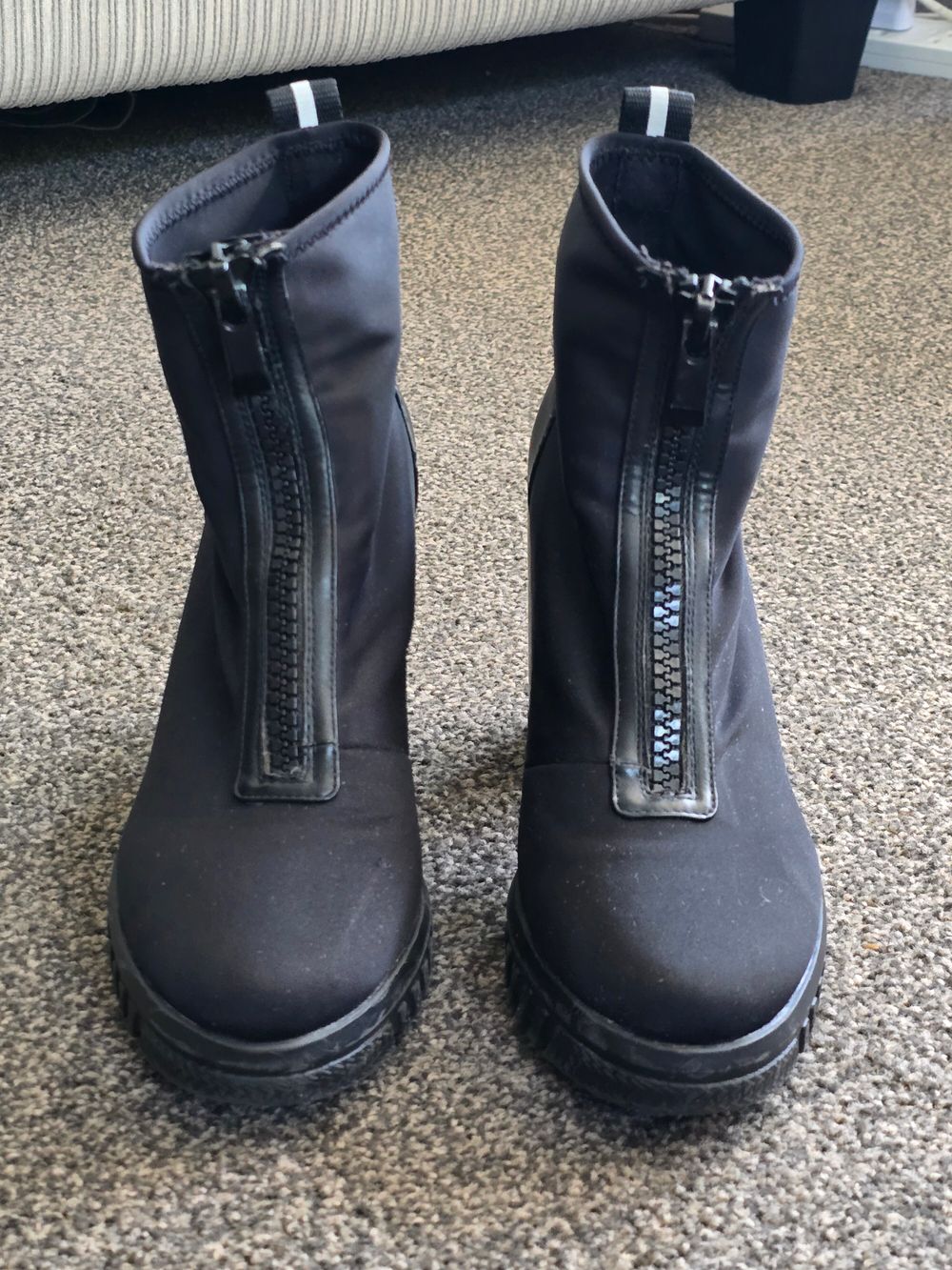 Zara Black Platform Heeled Boots Size EU 37