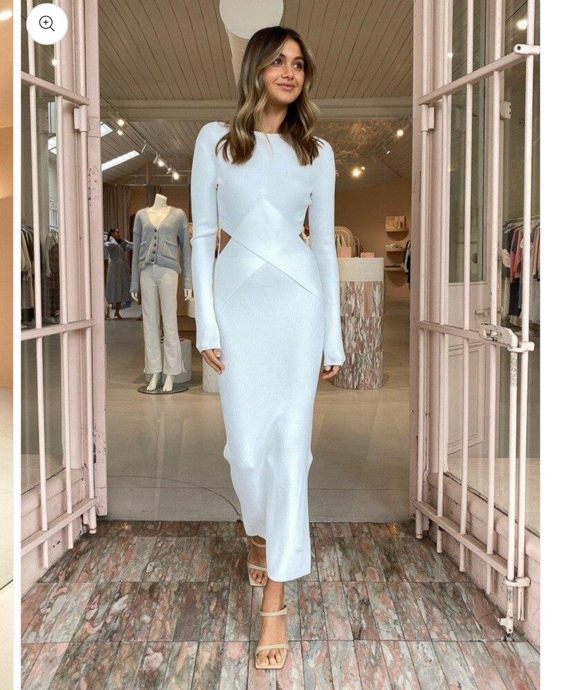 black long sleeve dress knit Massey Black Knit Midi Dress | Women's Clothing main image 1